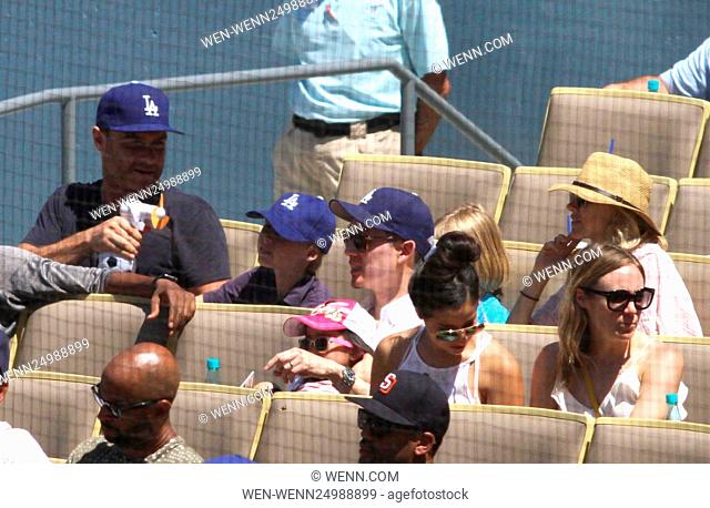 Liev Schreiber and Naomi Watts take their sons to the Los Angeles Dodgers v San Diego Padres MLB game at Dodger Stadium. The Dodgers defeated the Padres by a...