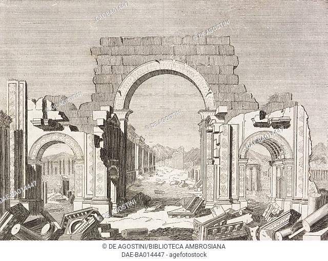 Gate of the ancient Palmyra, Syria, engraving from L'album, giornale letterario e di belle arti, Saturday, August 1, 1835, Year 2