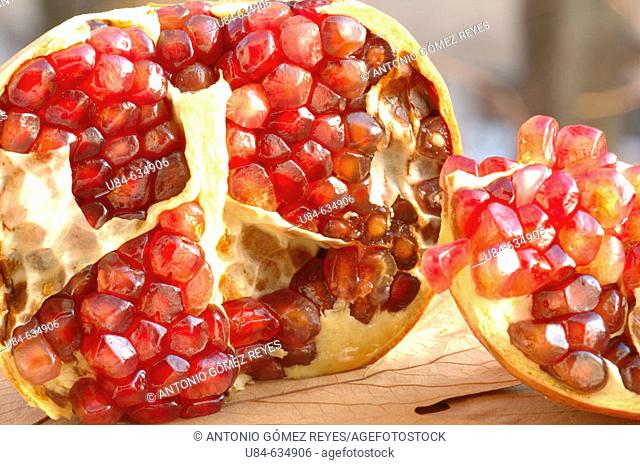 Pomegranate in half