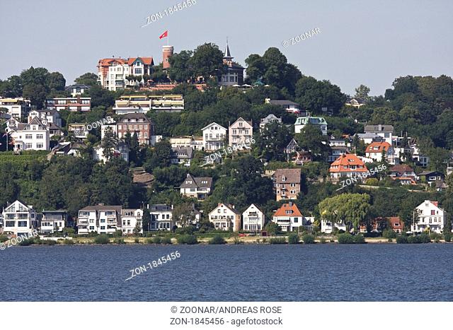 Blick auf den Süllberg im Stadtteil Blankenese mit Elbblick in Hamburg, Deutschland, Hamburg, Deutschland, Europa