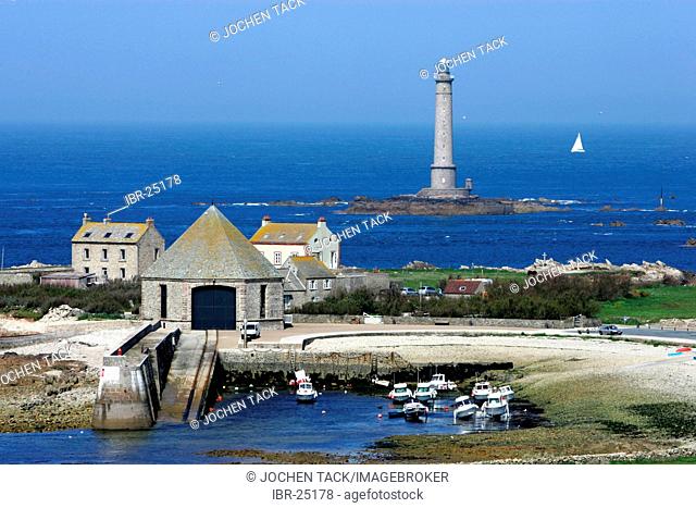 FRA, France, Normandy: Mot western point of Normandy, Cap de la Hague. St.Germain des Vaux. Lighthouse Goury