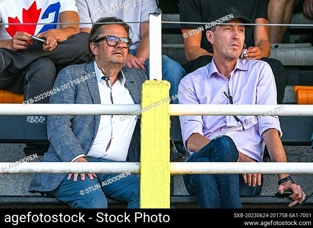 Marc Coucke pictured during a friendly soccer game between KSV Oudenaarde and RSC Anderlecht during the preparations for the 2023-2024 season