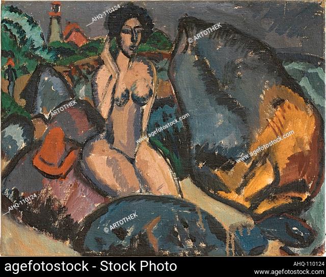 Künstler: Kirchner, Ernst Ludwig, 1880-1938 Titel: Badende zwischen Steinen. 1912 Technik: Öl auf Leinwand Maße: 45, 7 x 60, 3 cm Standort: Städel Museum