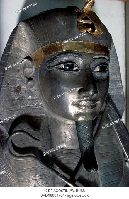 Granite sarcophagus of Psusennes I, from Tanis, Egypt. Egyptian Civilisation, Third Intermediate Period, Dynasty XXI. Detail.  Cairo, Egyptian Museum