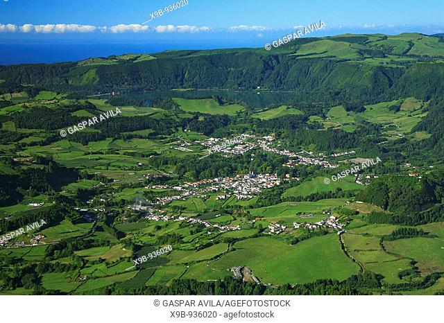 Furnas valley, photographed from the Salto do Cavalo viewpoint  Sao Miguel island, Azores