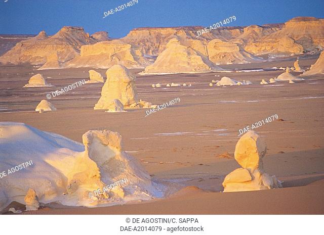 Egypt - Giza. Eastern Sahara Libyan Desert. Al-Farafirah (also spelled 'Farafra') Oasis. White Desert rock formations