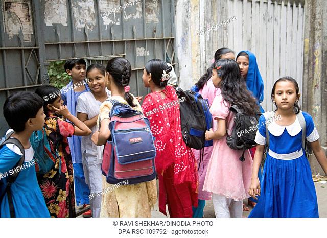 School going girls at Lalbag fort ; Dhaka ; Bangladesh