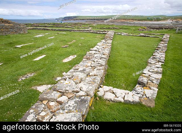 Ruins of an Old Norse settlement, Brough of Birsay, Mainland, Orkney, Scotland, United Kingdom, Europe