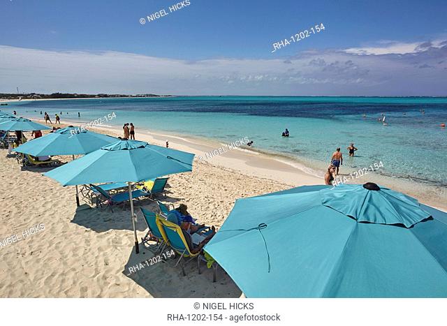 A view of Grace Bay at the Coral Garden Resort and Somewhere Restaurant, Providenciales, Turks and Caicos, in the Caribbean, West Indies, Central America