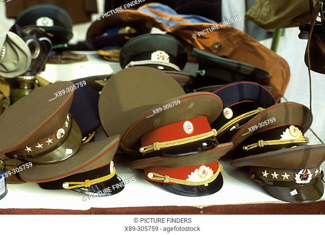 East German Army hats. Berlin. Germany
