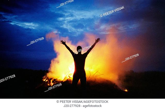 Midsummer night bonfire, Estonia