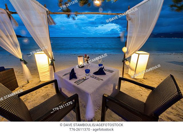 Romantic table by the sea on Koh Samui island, Thailand
