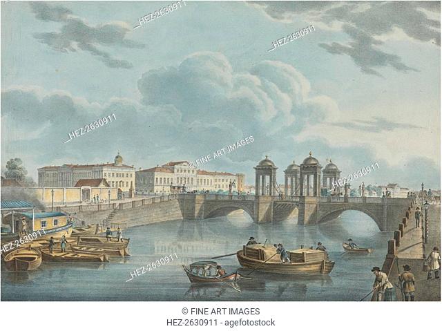 View of the Fontanka at the Obukhov Bridge, 1823. Artist: Beggrov, Karl Petrovich (1799-1875)