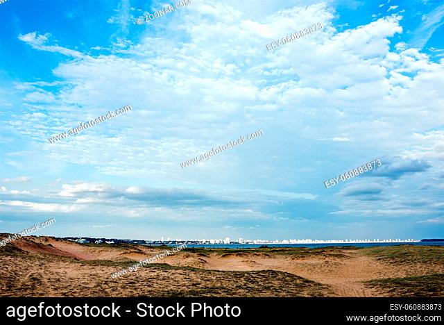 Panoramic view of endless beaches and Punta del Este, Uruguay atlantic coast