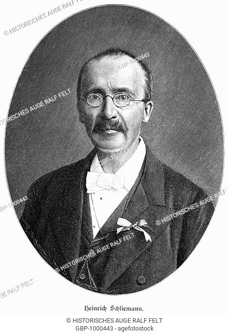 Europe, Germany, Mecklenburg-West Pomerania, Neubukow, Heinrich Schliemann, German businessman and archaeologist, portrait