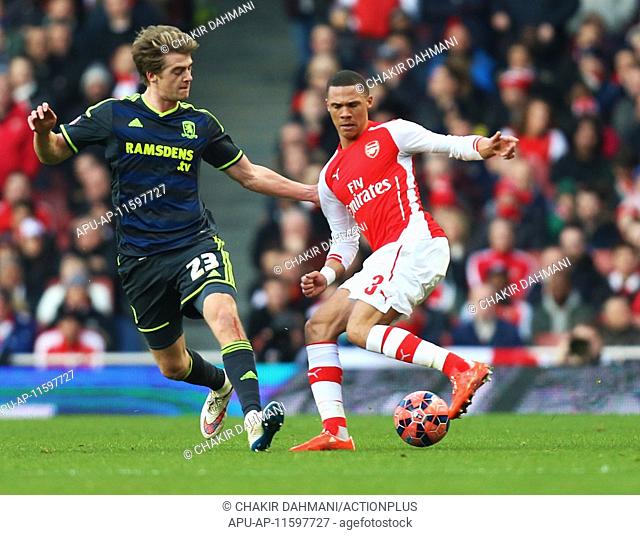 2015 FA Cup 5th Round Arsenal v Middlesborough Feb 15th. 15.02.2015. London, England. FA Cup 5th Round. Arsenal versus Middlesborough