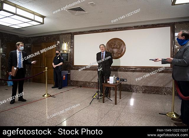 United States Senator John Neely Kennedy (Republican of Louisiana), speaks to reporters before attending a US Senate Judiciary Committee nomination hearing for...