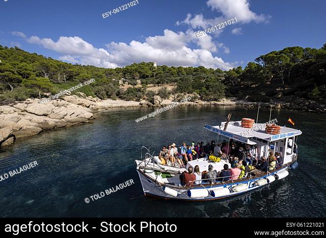 Margarita boat, Des Lledó port, sa Dragonera natural park, Mallorca, Balearic Islands, Spain