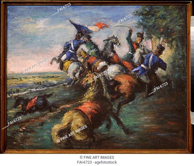 Scene from the Russian-french War in 1812. Zefirov, Konstantin Klavdyevich (1879-1960). Oil on canvas. Modern. 1940s. Russia