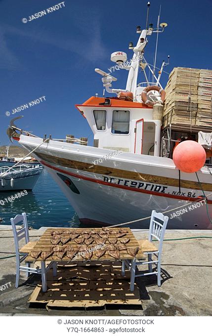 Mackerel drying in the sun - seen on menus as Gouna - Naoussa, Paros, Cyclades, Greece