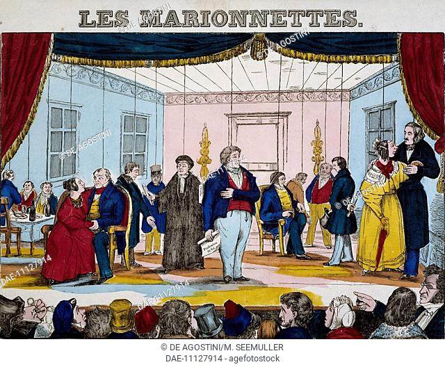 Marionettes, print by Epinal. France, 19th century.  Paris, HÃ'tel Carnavalet (Art Museum), Cabinet Des Arts Graphiques (Drawings Museum)