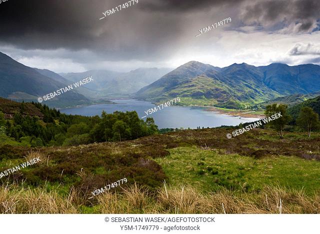 Mountains and Loch Duich from Bealach Ratagain viewpoint, Ratagain Pass, Highlands, Scotland, UK, Europe