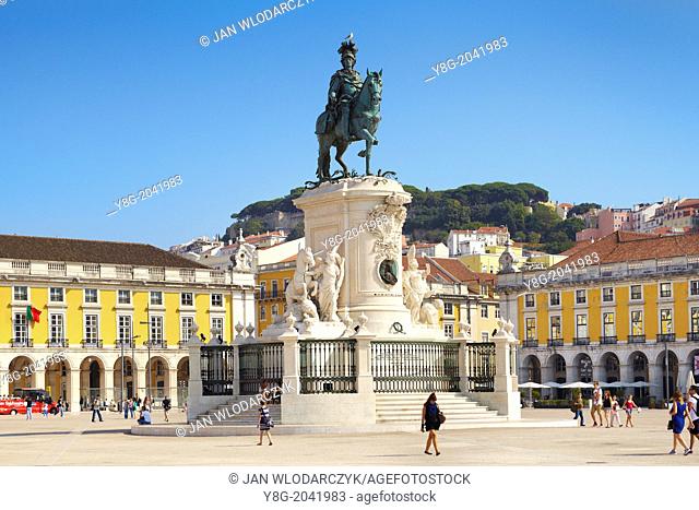 Commerce Square (Praca do Comercio), monument of King Jose I, Lisbon, Portugal