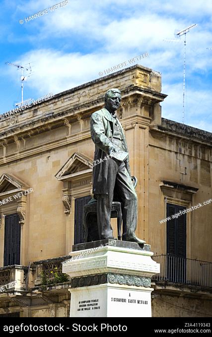 Bronze statue to Sigismondo Castromediano in Lecce, Puglia, Italy
