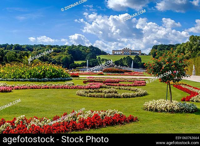 View of Gloriette from garden in Schonbrunn, Vienna