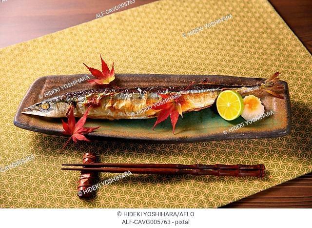 Japanese style Pacific saury dish