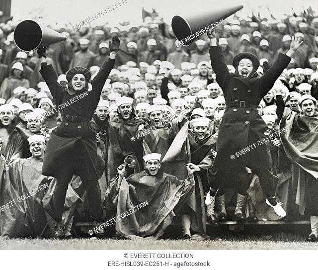 WAVE cheerleaders at the Great Lakes Naval Training Station during World War 2. Sept. 13, 1943. - (BSLOC-2014-17-174)