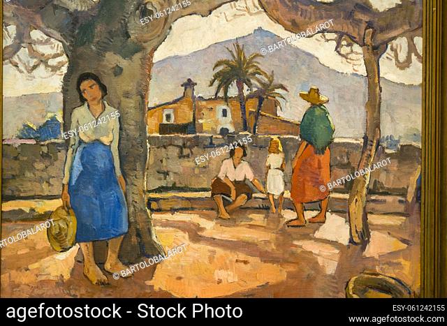 landscape with figures, oil on canvas, Tito Cittadini, 1932, Es Baluard museum, Palma, Mallorca, Balearic Islands, Spain, Europe