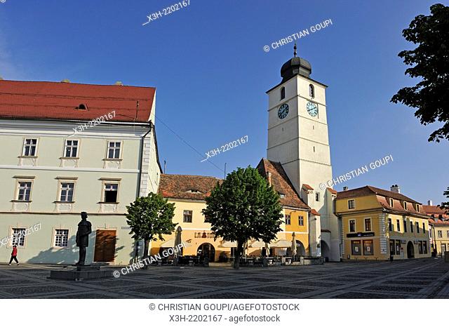 Council Tower on the Grand Square, Sibiu, Transylvania, Romania, Southeastern and Central Europe