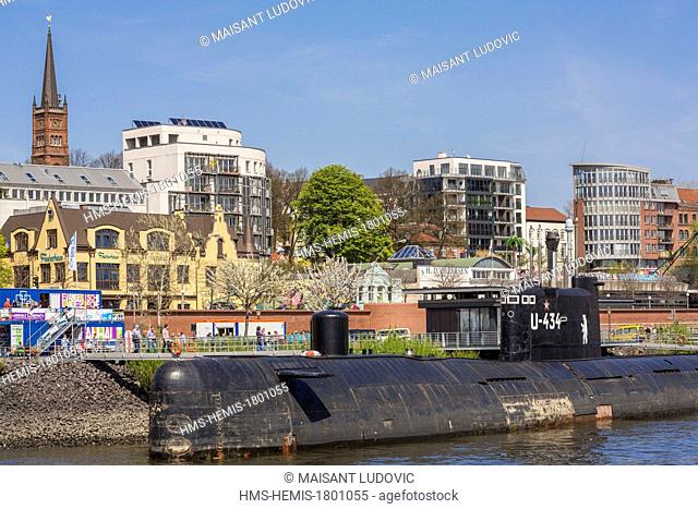 Germany, Hamburg, the Elbe river, St Pauli district, U -434, former Russian Tango submarine built in 1976