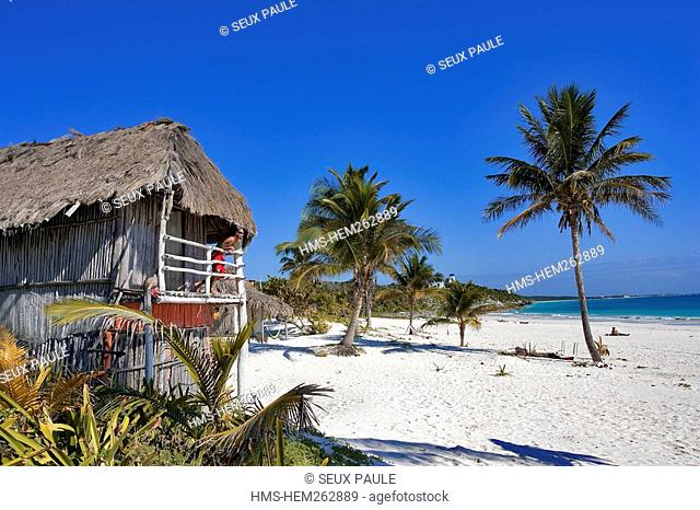 Mexico, Quintana Roo State, Riviera Maya, small house on the beach