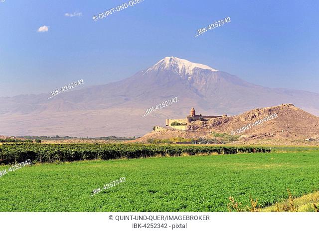 Khor Virap in front of Mount Ararat, Armenia