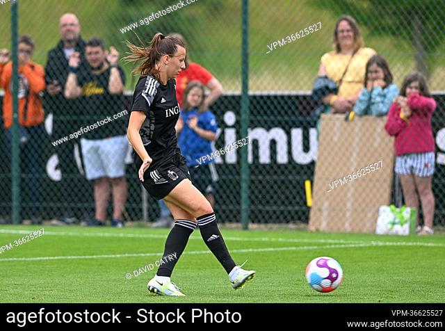 Belgium's Hannah Eurlings pictured in action during a training session of the Belgium's national women's soccer team the Red Flames
