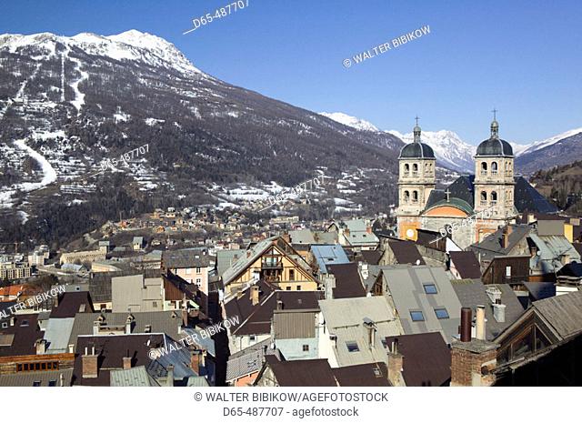 Town View & Collegiale Notre Dame Church. Morning. Europe's Highest Town (elev. 4334Ft/1321 M). Briançon. Haut-Alpes. French Alps. France