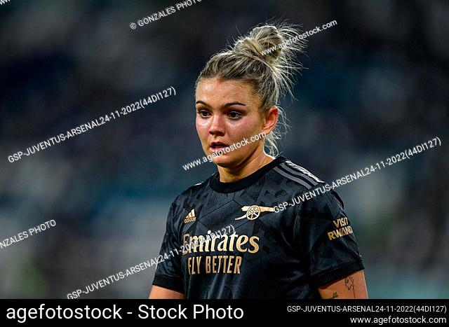 Turin, Italy. 24th, November 2022. Laura Wienroither (26) of Arsenal seen in the UEFA Women’s Champions League match between Juventus and Arsenal at the...