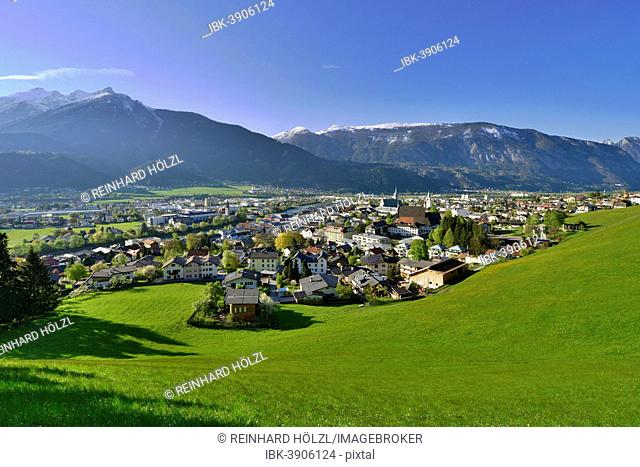Cityscape of Schwaz in springtime, Schwaz, Tyrol, Austria