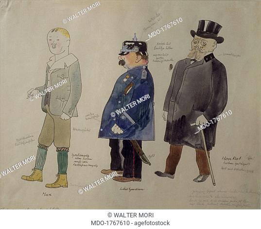 Costumes for 'Kehler the Chancellor', by George Grosz, before 1922, 20th Century, watercolour on paper. Whole artwork view