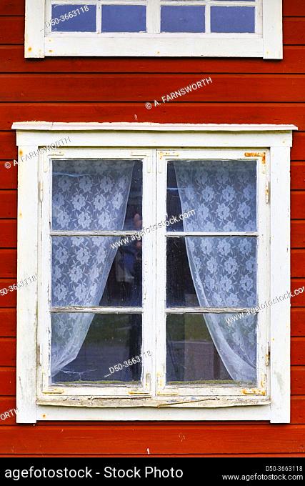 Godegard, Sweden Windows and drapes in an abandoned house