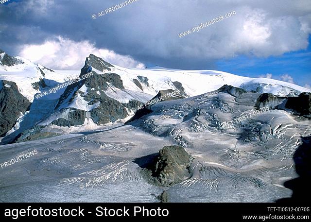 Switzerland, Canton Wallis, Swiss Alps, Glacier in European Alps