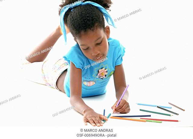 one black girl painting a draw