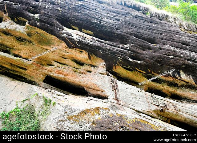 Photo of weathered rock surfaces in the mountains