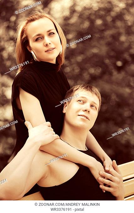 Happy young couple in love outdoor