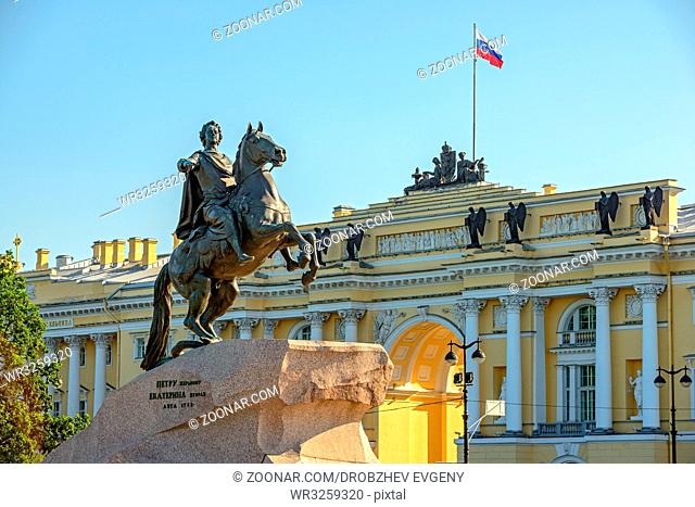 Bronze horsman - statue of Peter the Great on Senate square in St. Petersburg