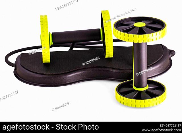sports equipment for the press wheel on white background