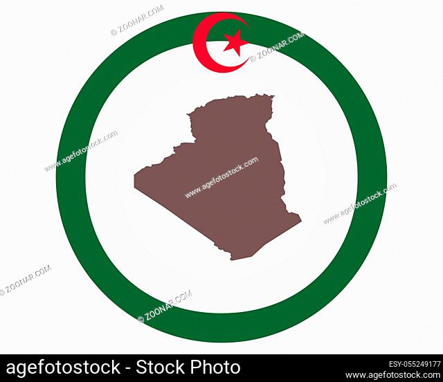 Landkarte von Algerien auf Hintergrund mit Fahne - Map of Algeria on background with flag