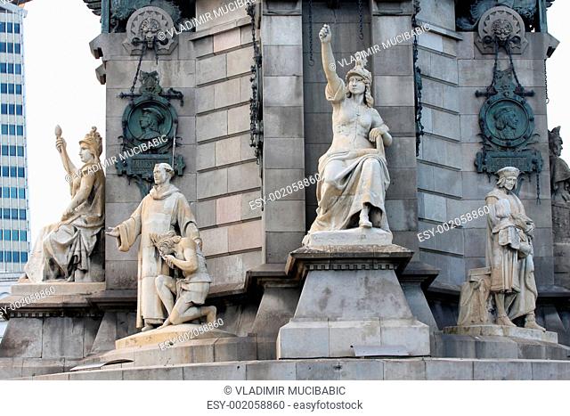 Statue Christopher Columbus city Barcelona, Spain